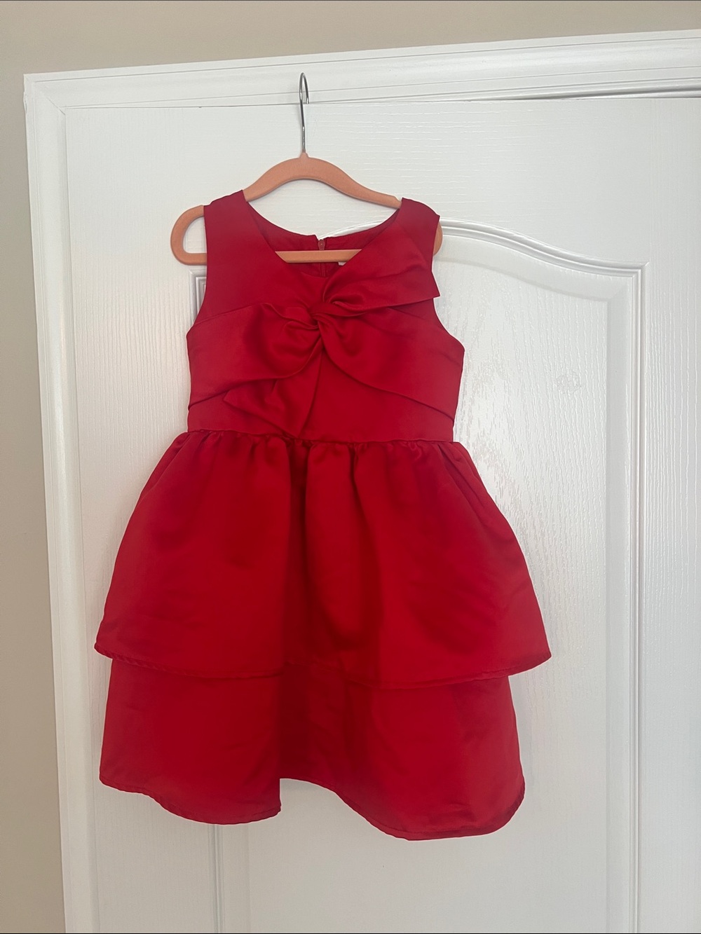 Cat & Jack Red Bow-Front Tiered Party Christmas holiday Dress